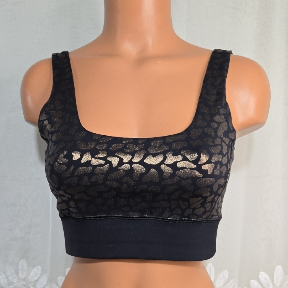 IVL COLLECTIVE Gold & Black V Back Sports Bra Sz 8